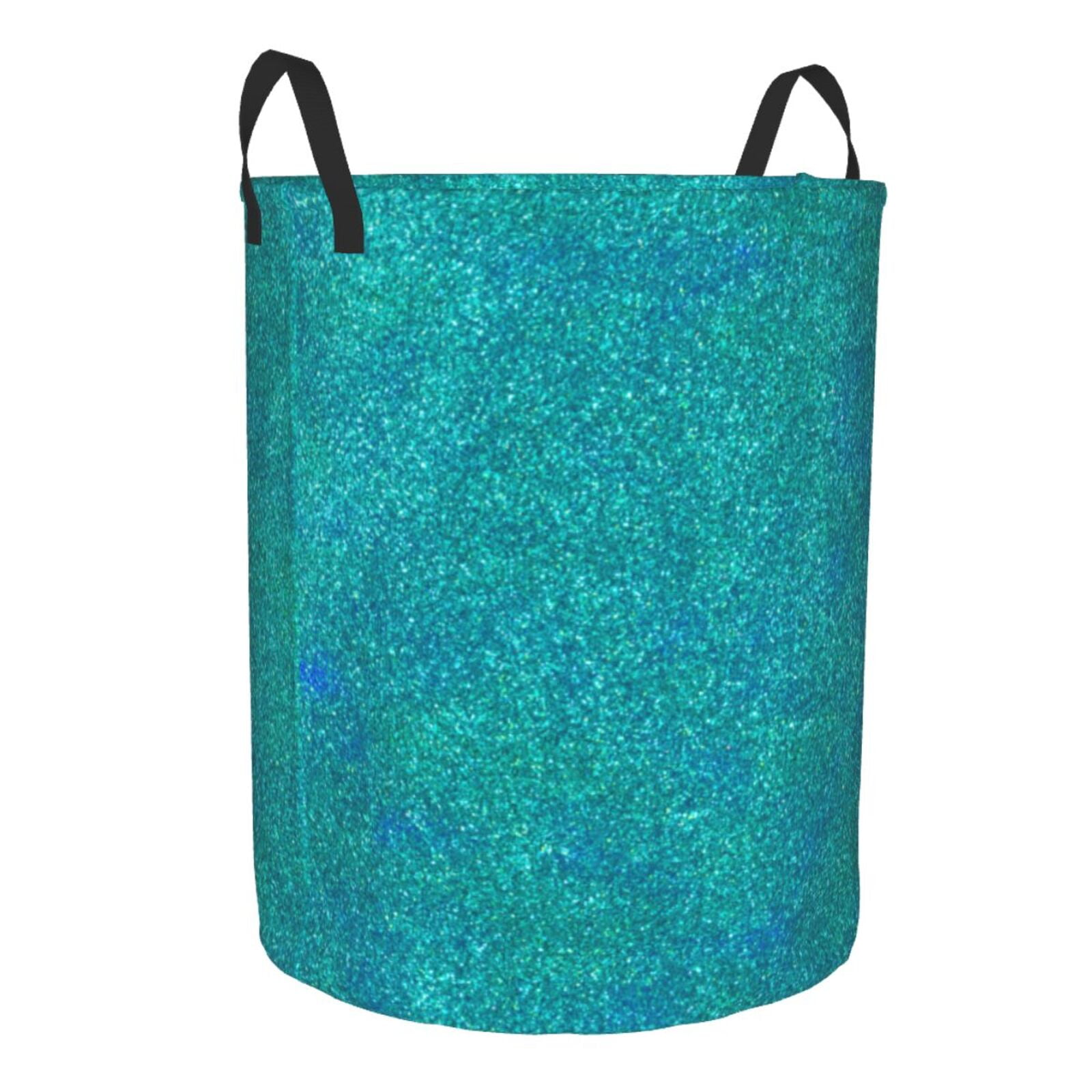 Xecao Blue Green Glitter Print Laundry Hamper Basket,designed for Blanket Storage and Nursery Clothes in the Bedroom