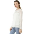 thumbnail image 5 of MODA NOVA Junior's Lace Floral Panel Long Sleeves Blouse White S, 5 of 7