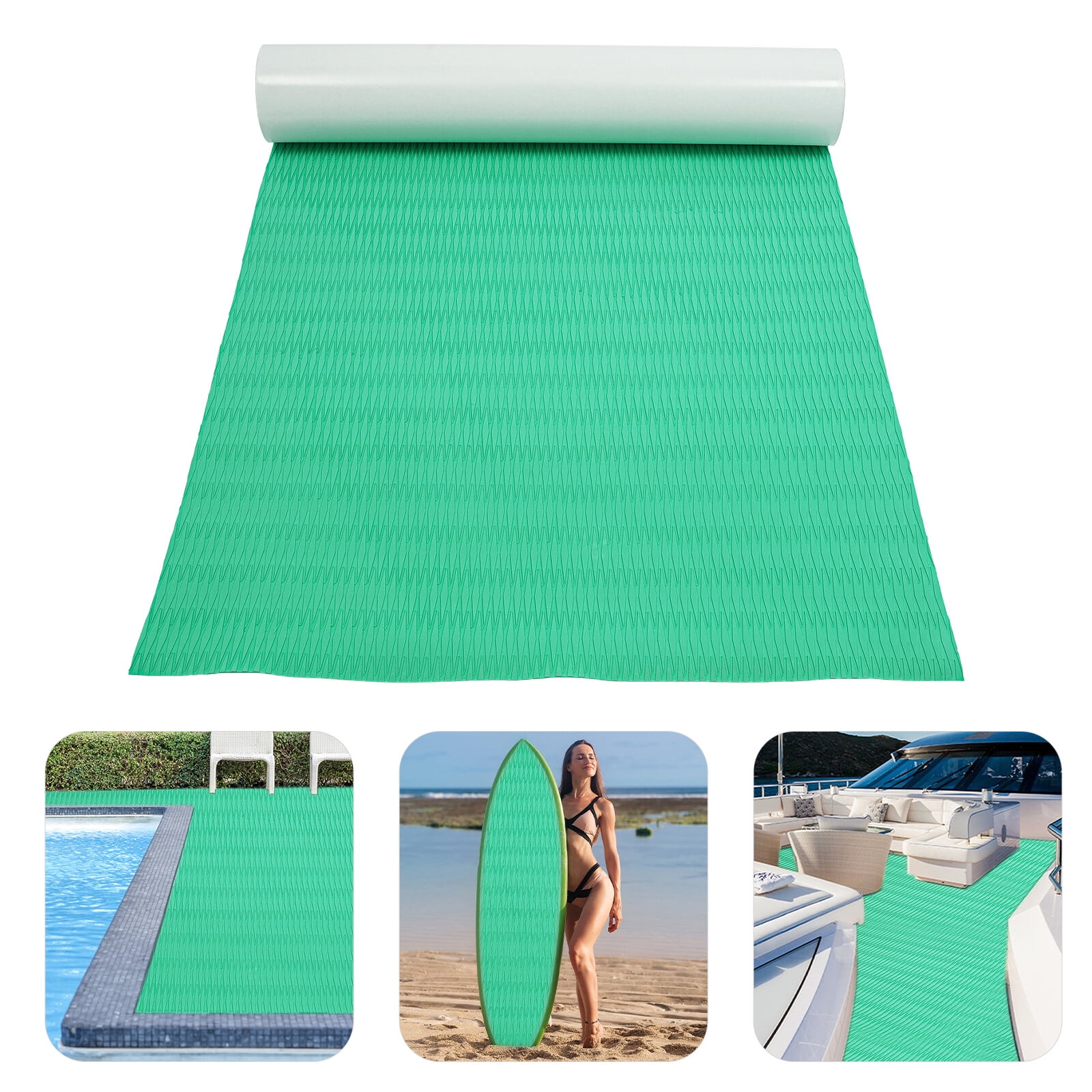 7.87*3.77ft Green Boat Flooring EVA Foam Anti-Slip Marine Flooring Mat Self-Adhesive Marine Flooring Mat Self Adhesive Deck Pad for Fishing Boat Swimming Pool Motorboat Kayak Yacht
