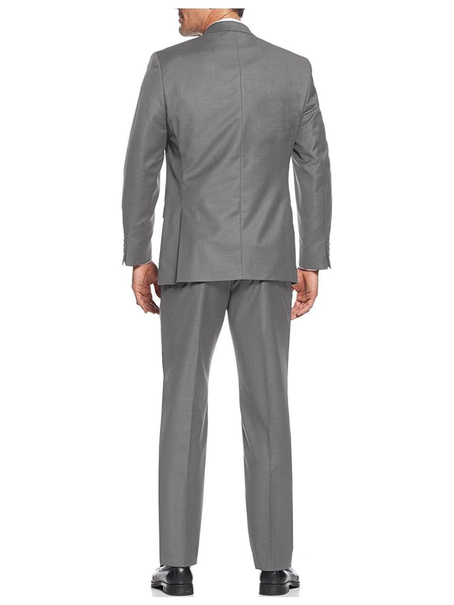 Mens Ticket Pocket Three Piece Gray Modern Fit Vested Suit - image 2 of 3