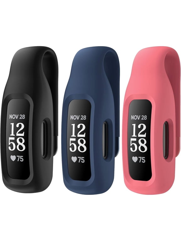 3-Pack Clip Case Accessory for Fitbit Inspire 3/Inspire 2, Black+Midnight Blue+Desert Rose (not for Inspire, Inspire hr, ace 2)