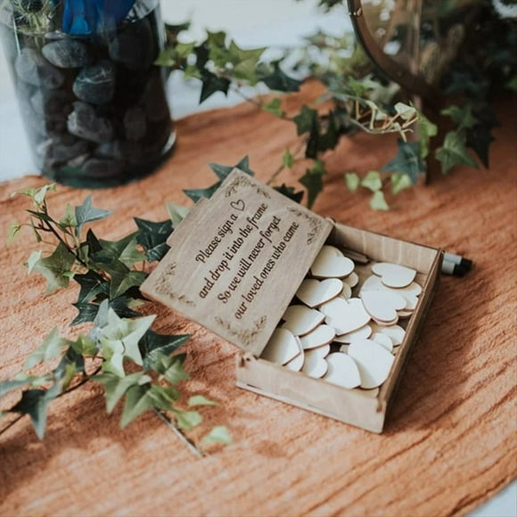 Libro de Visitas de Boda Decoración de Boda Libro de Visitas Grabado en 3D Buzón de Invitados Tarjeta de Decoraciones de Boda, B