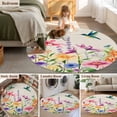 thumbnail image 5 of Round Rugs 5Ft, Botanical Flower Round Area Rug Washable Indoor Throw Carpet, Watercolor Floral Bird Butterfly Plant Soft Non Slip Circle Rug for Cabinet Bathroom Home Decor Aesthetic, 5 of 8