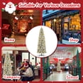 thumbnail image 4 of 7ft Pre-Lit Snow Flocked Pencil Christmas Tree Hinged Slim Skinny Corner Xmas Tree with 300 Warm Lights & 760 Snow Branch Tips, White, 4 of 10