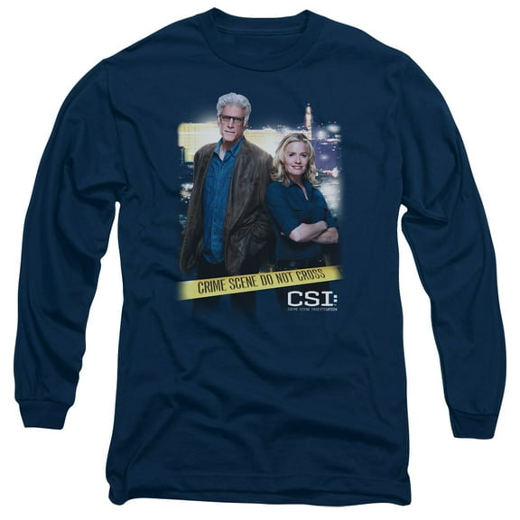 Csi Do Not Cross Long Sleeve Adult 18/1 T-Shirt Navy