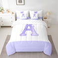 thumbnail image 2 of jejeloiu Bowtie Monogrammed D 7 Pieces Bedding Comforter Set,Ribbon Bow Knot Full Bedding Set For Girls Reversible, 2 of 8