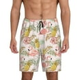 thumbnail image 3 of Lsque Tropical Pink Flamingo Pineapple Mens Sleep Pajama Shorts,Short Pajama Pants, Cotton Ultra-Soft Knit-3X-Large, 3 of 9