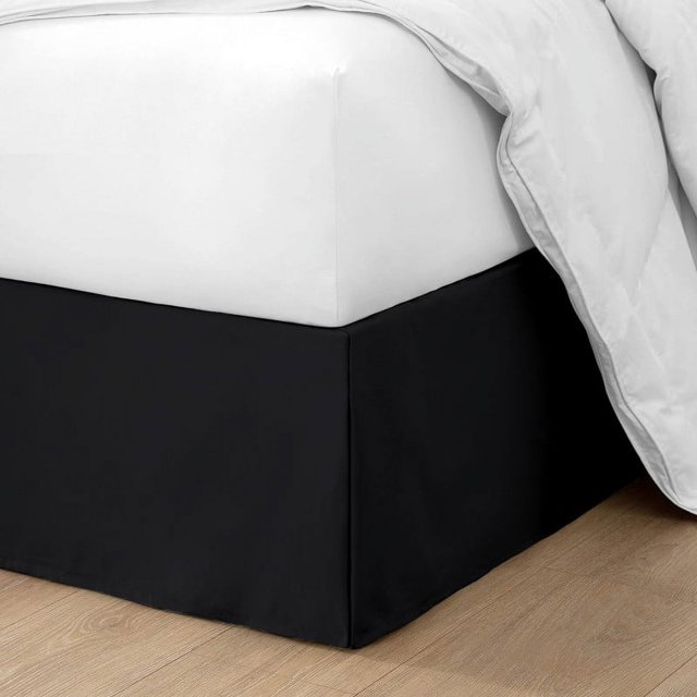 Jupe de Lit Plissée Ajustement Facile Retombée de 12 Pouces Pouces / en Microfibre / Jupe de Lit Décorative Format Simple / Noir