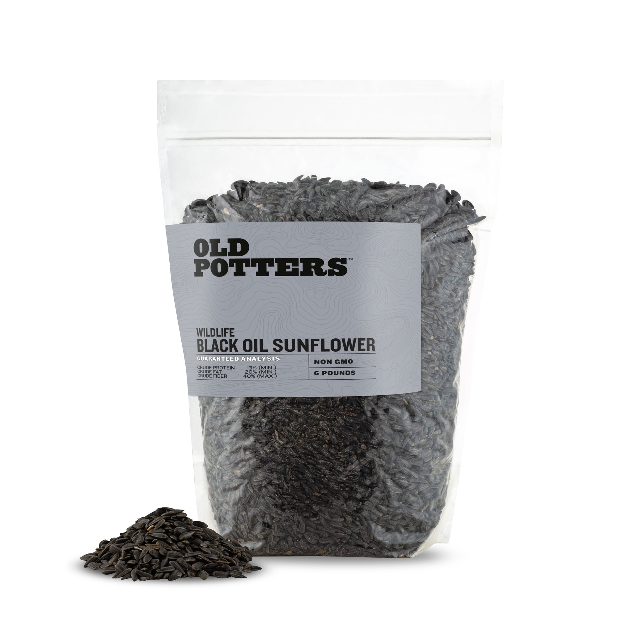 Old Potters Wildlife Black Oil Sunflower Seeds, 6 Pounds, for Birds and Wildlife, Non-GMO & USA Grown on Small Farms, 6 lbs