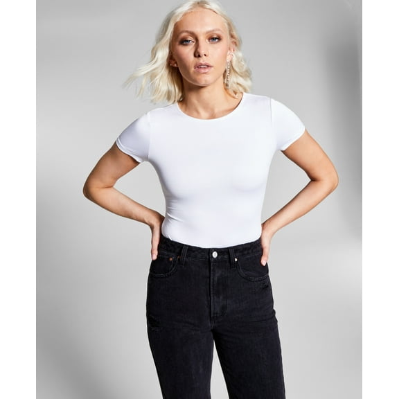 Now This Womens Crewneck Bodysuit White M