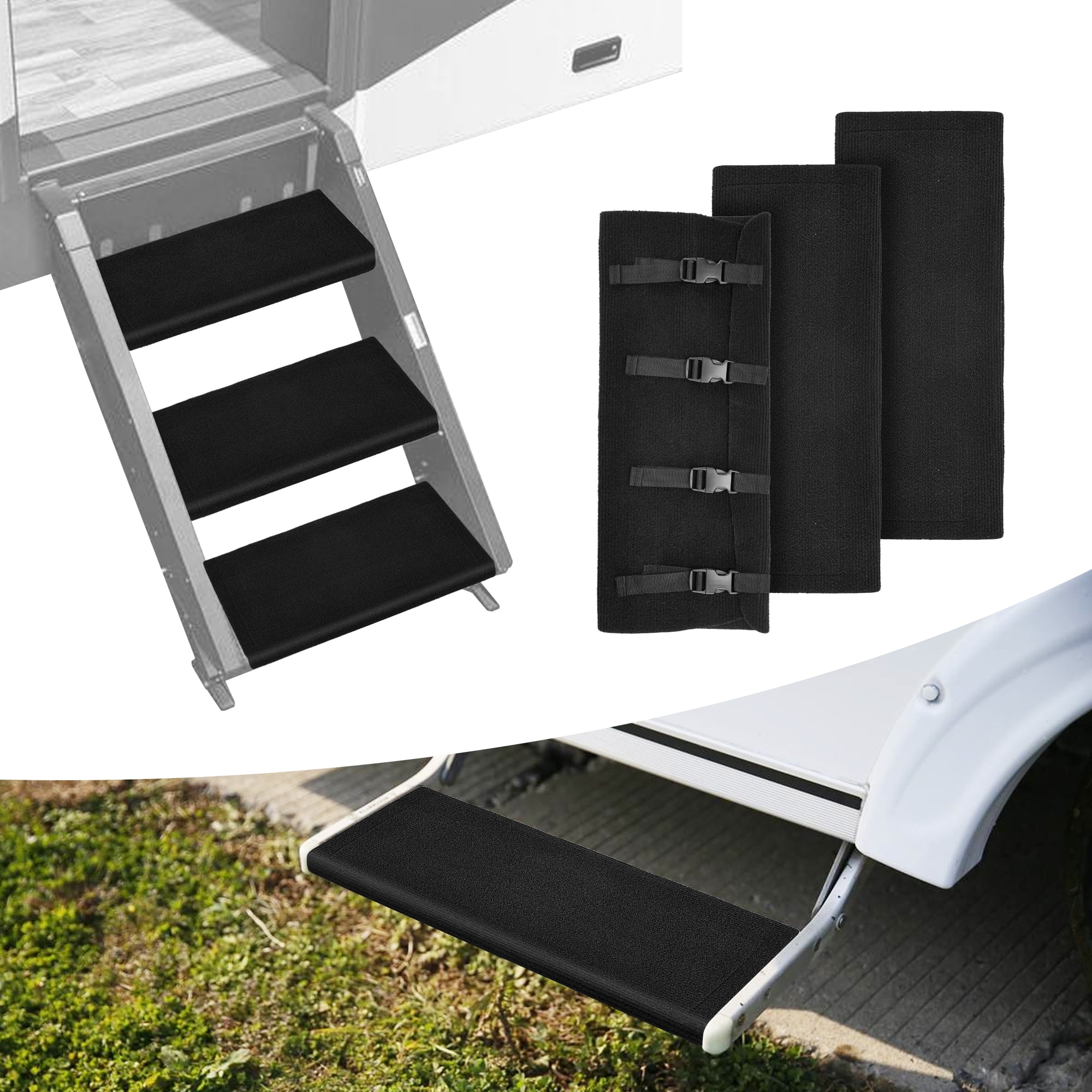 AGPtek 3 Packs RV Step Rugs for Fold Up Straight Steps, 23 Inch RV Step Cover Mat, Non Slip Wrap