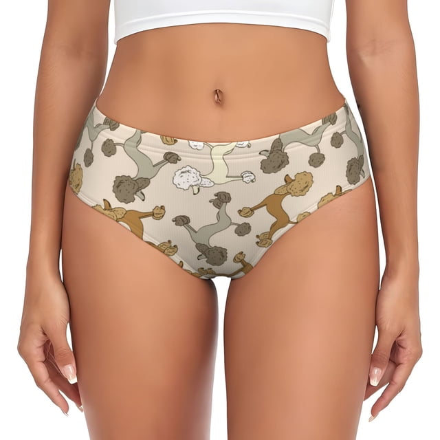 Balery Cartoon Poodle Dog Ropa Interior de Algodón para Mujer con Dibujo – Braguitas Cómodas y Elásticas, Estilo Clásico-3X-Large