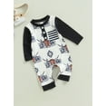 thumbnail image 3 of Genuiskids Western Newborn Baby Girl Boy Clothes Zip Jumpsuit Cow Print Romper Long Sleeve One Piece Bodysuit Fall Winter Infant Outfit 0-18M, 3 of 7
