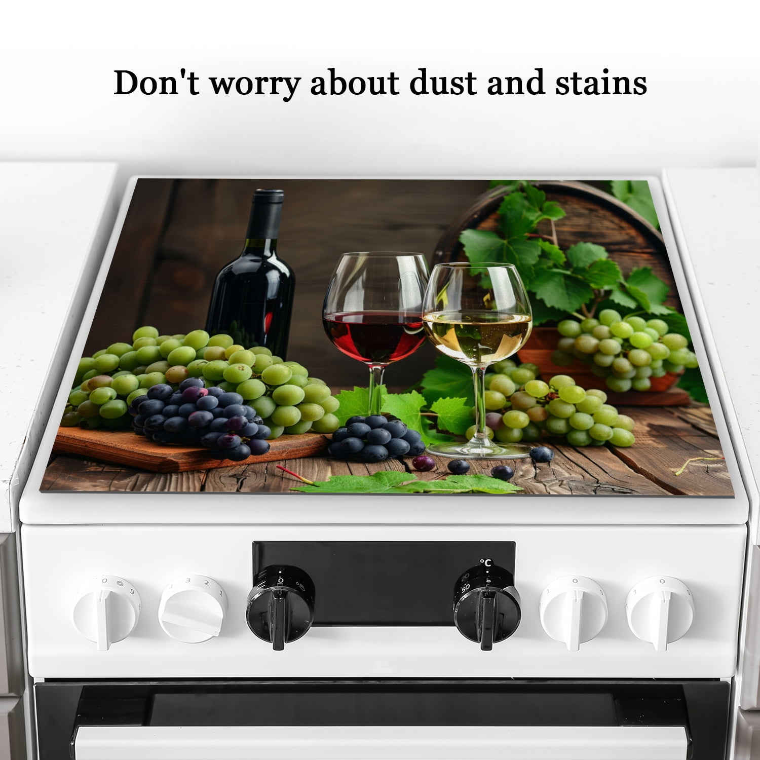 Cover for Stove Top Electric Flat Top, Rustic Wine Glass, Heat Resistant Ceramic Cooktop Cover, Glass Induction Cooktop Protector Mat, Non-slip Foldable Pad for Kitchen RV (28×20 Inch)
