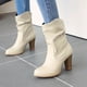 thumbnail image 1 of Zapatos de mujer Moda Color sólido Cuadrado Tacones altos Casual Cálido Resistente al desgaste Botas de vaquero de lana sin cordones Wmkox8yii  hfjk3207, 1 of 5