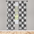 thumbnail image 4 of Ambesonne Tartan Window Curtains, Checkered Stripes Classic, Each 28" W x 63" L, Black White, 4 of 4