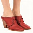 thumbnail image 4 of XYD Women Pointed Close Toe Slip-on Clog Mules Braided Trim Chunky Block Heel Slide Casual Dressy Shoes Size 7 Red, 4 of 4