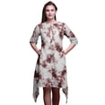 thumbnail image 1 of Bimba Brown Rays Tie-Dye Printed Asymmetrical Kurti Tops For Women Indian Summer Dress Tunic XXX-Large, 1 of 6