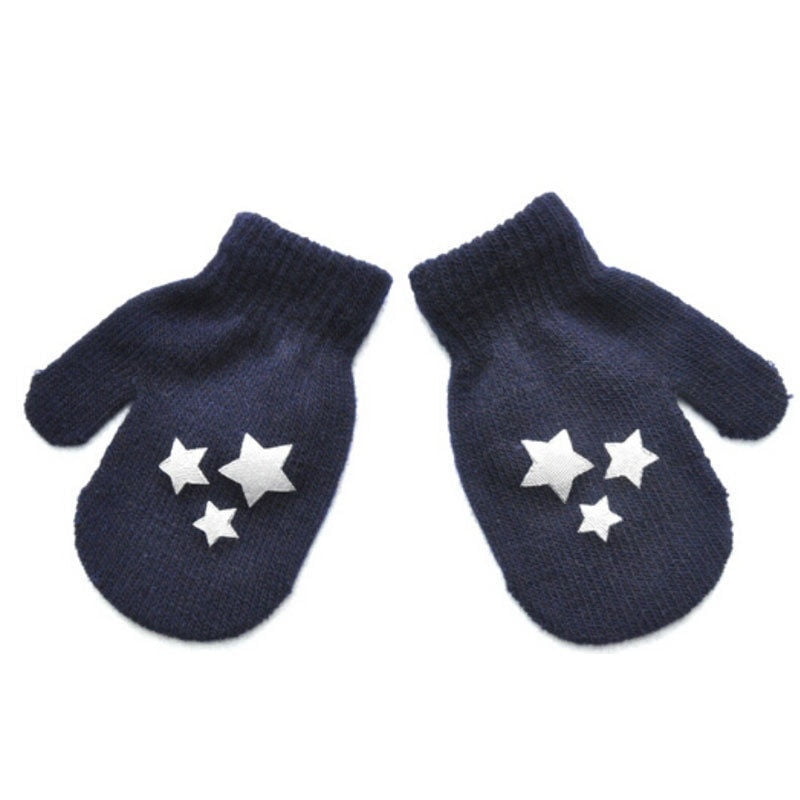 Pattern Dot Star Heart Knitting Soft Warm Gloves Mittens 