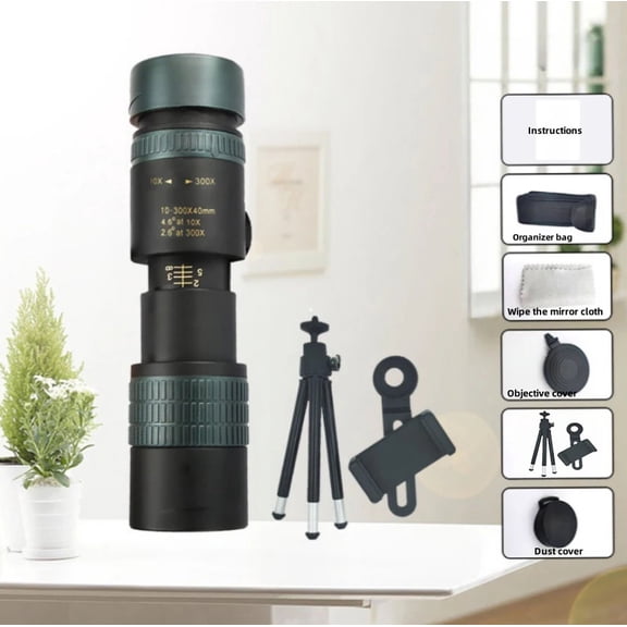 10-300x40 Zoom Telescope HD Portable Strong Binoculars Long Range Professional Monocular BAK4-Prisms For Hunting Camping