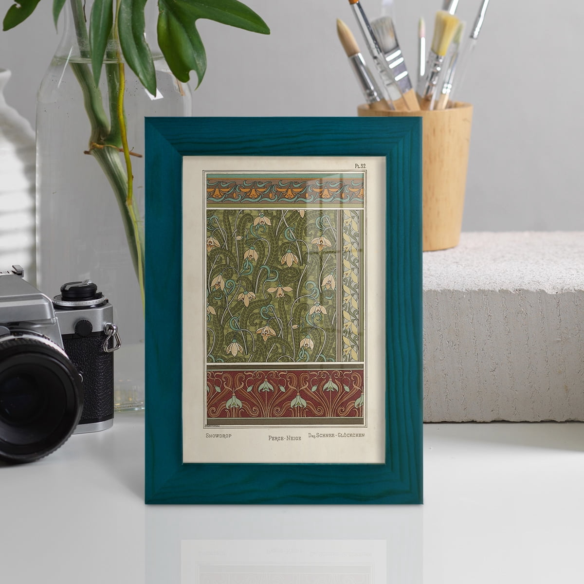 Nouveau Decorative VI - Framed Print w/glass - Ocean Blue