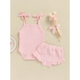 thumbnail image 4 of TSEXIEFOOFU Two Piece Baby Girl’s Clothes Fashion Solid Color Suspender Romper and Tie-up Short Pants, 4 of 9