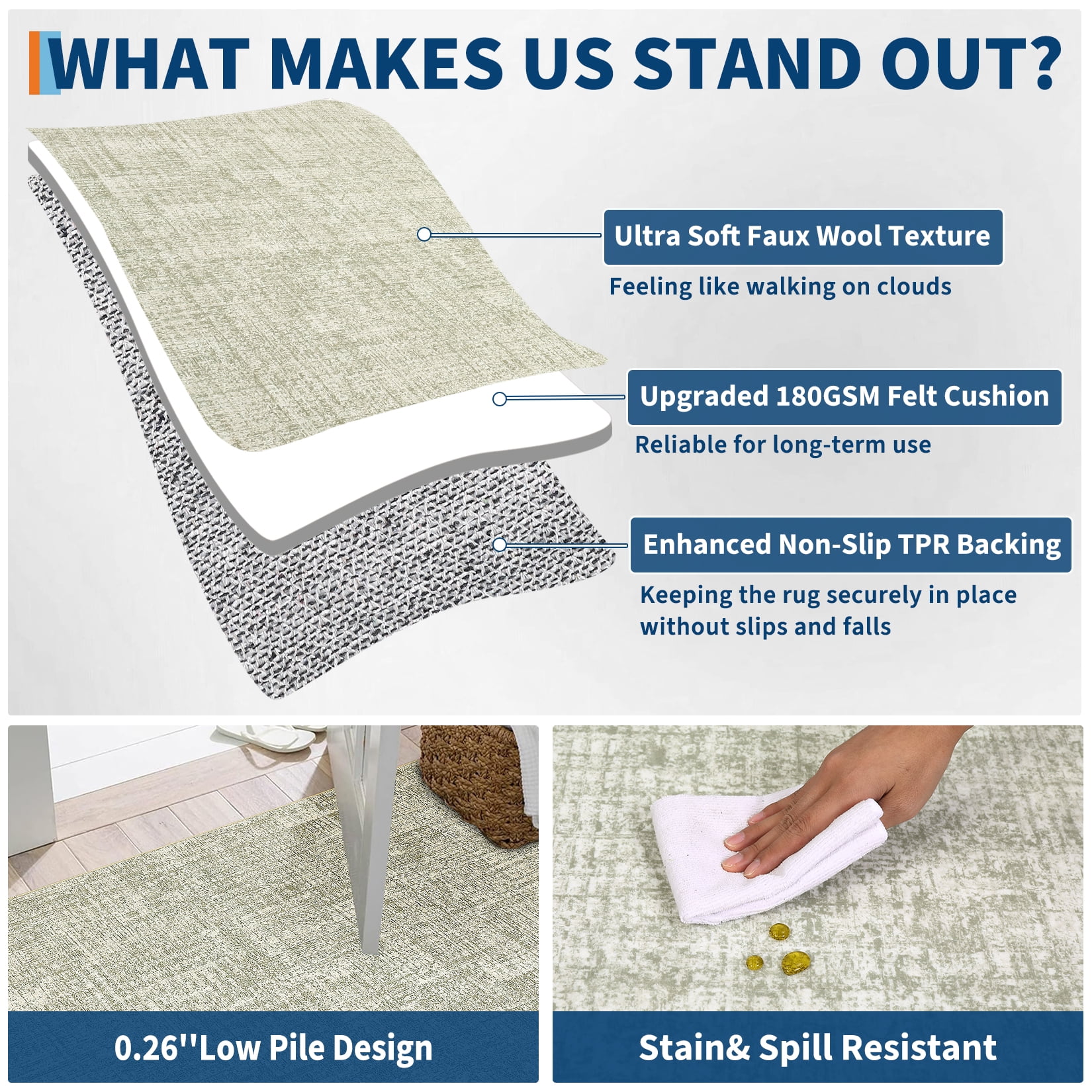 Area Rugs, Washable Large Rugs for Living Room Bedroom, Low Pile Soft Carpet, Modern Abstract Neutral Design, Non Slip & Non Shedding Foldable Floor Mats for Home Decor