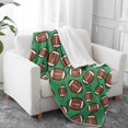 thumbnail image 2 of Football Icon Green Pattern Soft Sherpa Fleece Throw Blanket, Warm Cozy Plush Blanket for Sofa Bed Couch, All Season, 40"x50", 2 of 5