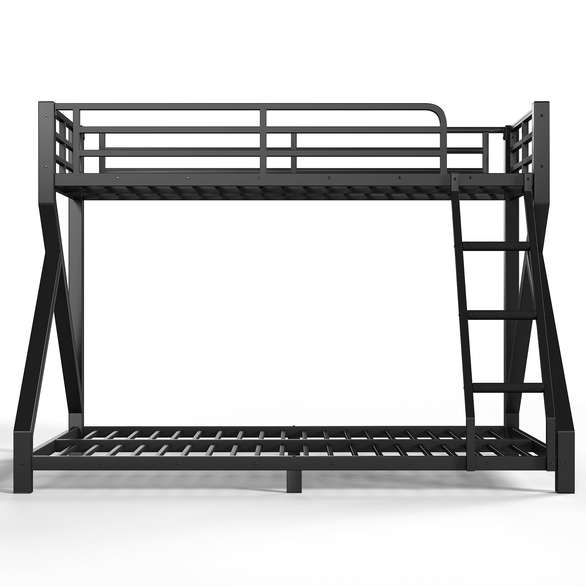Mintazer Twin XL over Queen Bunk Bed with Side Ladder & Guardrail, Metal Bunk Bed for Bedroom Guest Room, Black