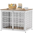 thumbnail image 5 of TIME RAY 42" Dog Crate Furniture, Heavy-Duty Metal Dog House, Decorative Pet House that Doubles as an Indoor Side Table, Antique,White, 5 of 8