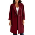 thumbnail image 4 of TKLPEHG Women's Trench Coat Double Breasted Winter Coats Notched Collar Wool Mid-Long Peacoats for Women Fall Winter (Wine,XL), 4 of 8