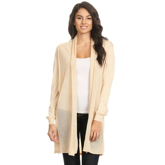 Feinuhan Womens Casual Long Sleeve Oversized Knit Open Front Drape Sweater Cardigans For Women