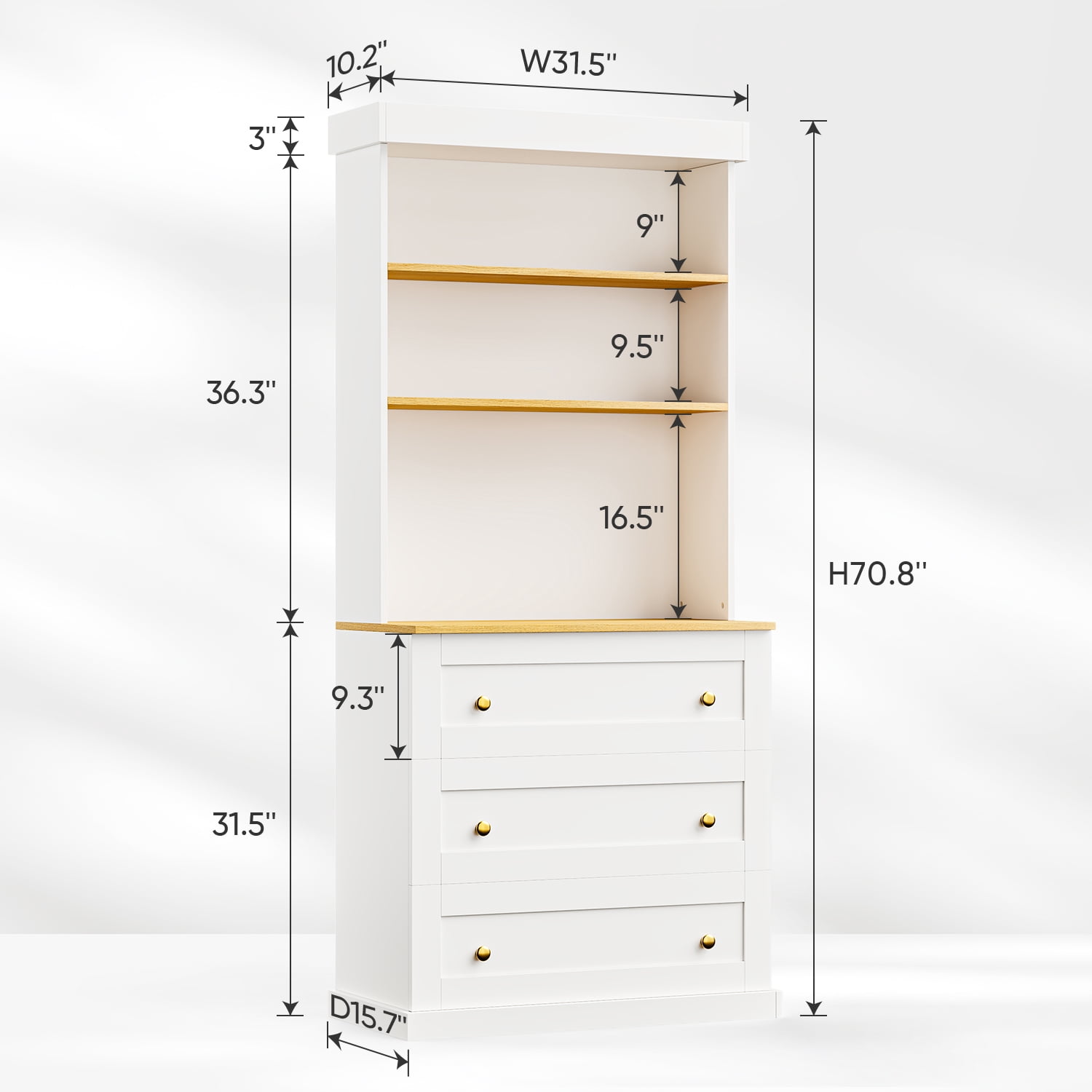 71" Tall Kitchen Pantry Cabinet With Drawers and Adjustable Shelve,Coffee Bar Hutch with Microwave Stand for Dining Room,Living Room,White