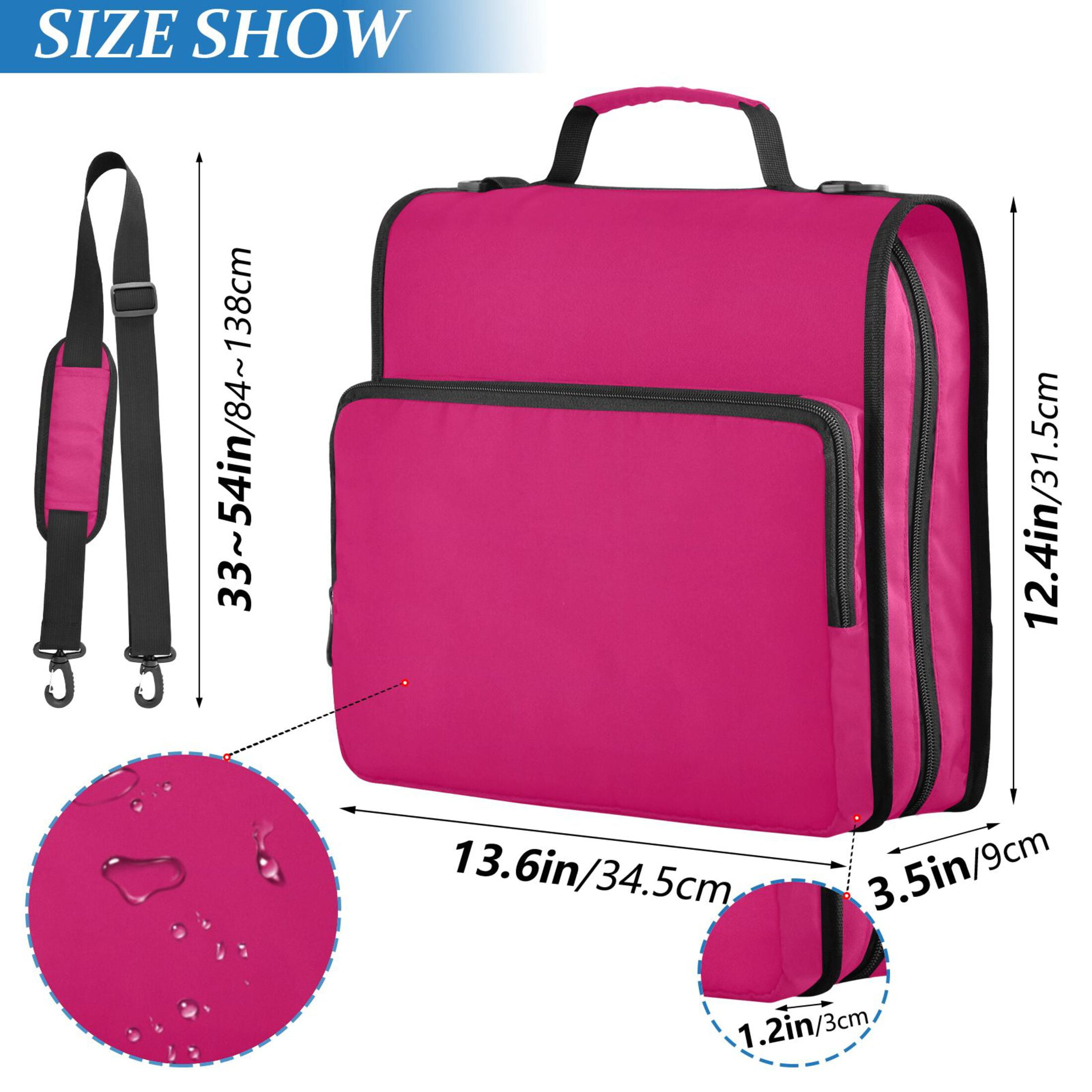 ALAZA Zipper Binder Deep Pink 3 Ring Trapper Keeper File Folder Organizer Bag