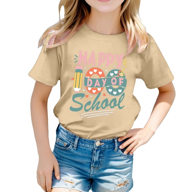 TZEWGL T-Shirts pour Fille Garçon Imprimé Col Rond Manches Courtes Vêtements pour Enfants Taille 5-6T