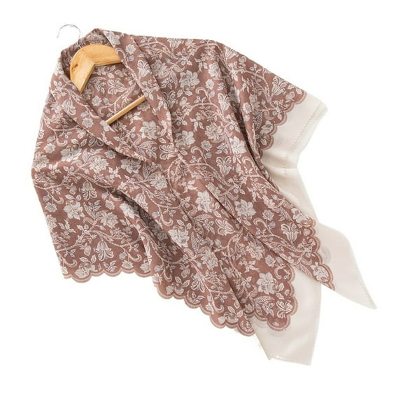 Flower Print Hijab Laser Cut Edge Headscarf Premium Cotton Voile Soft Fashion Square Scarf
