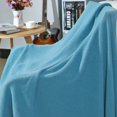 thumbnail image 2 of Cotton Throw Blanket Moss Stitch Solid Soft Sofa Couch Bed Decorative Knitted Blanket Teal Blue 60"x78", 2 of 6