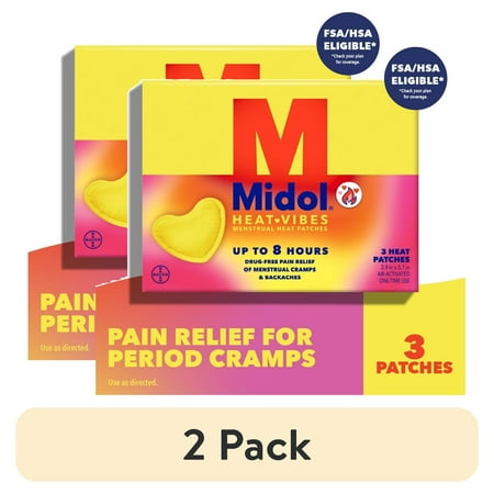 (2 pack) Midol Heat Vibes Menstrual Pain Relief Heat Patches - 3 Count