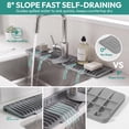 thumbnail image 6 of 24" Longer Silicone Faucet Mat 8° Slope Fast Self-Draining Countertop Protector For Kitchen Bathroom Sink Splash Guard,Grey, 6 of 9