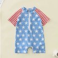 thumbnail image 5 of Independence Day Girls Flag Star Stripe Zip-Up One Piece Rash Guard Swimsuit Toddler Bathing Suit Size:2-3 Years, 5 of 6