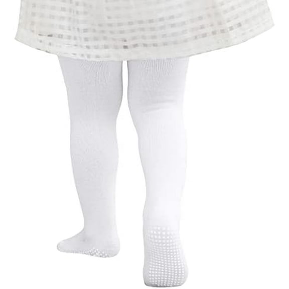 Baby Girls Tights Cozy Cotton Infant Non Slip Grip Leggings Toddler Solid Knit Pantyhose Warm Newborn Stockings White 0-6 Months White 0-6 Months White 0-6 Months White 0-6 Months