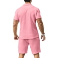 thumbnail image 4 of Conjunto de polo y pantalones cortos KUYIGO para hombre, color rosa, talla L, 4 of 5