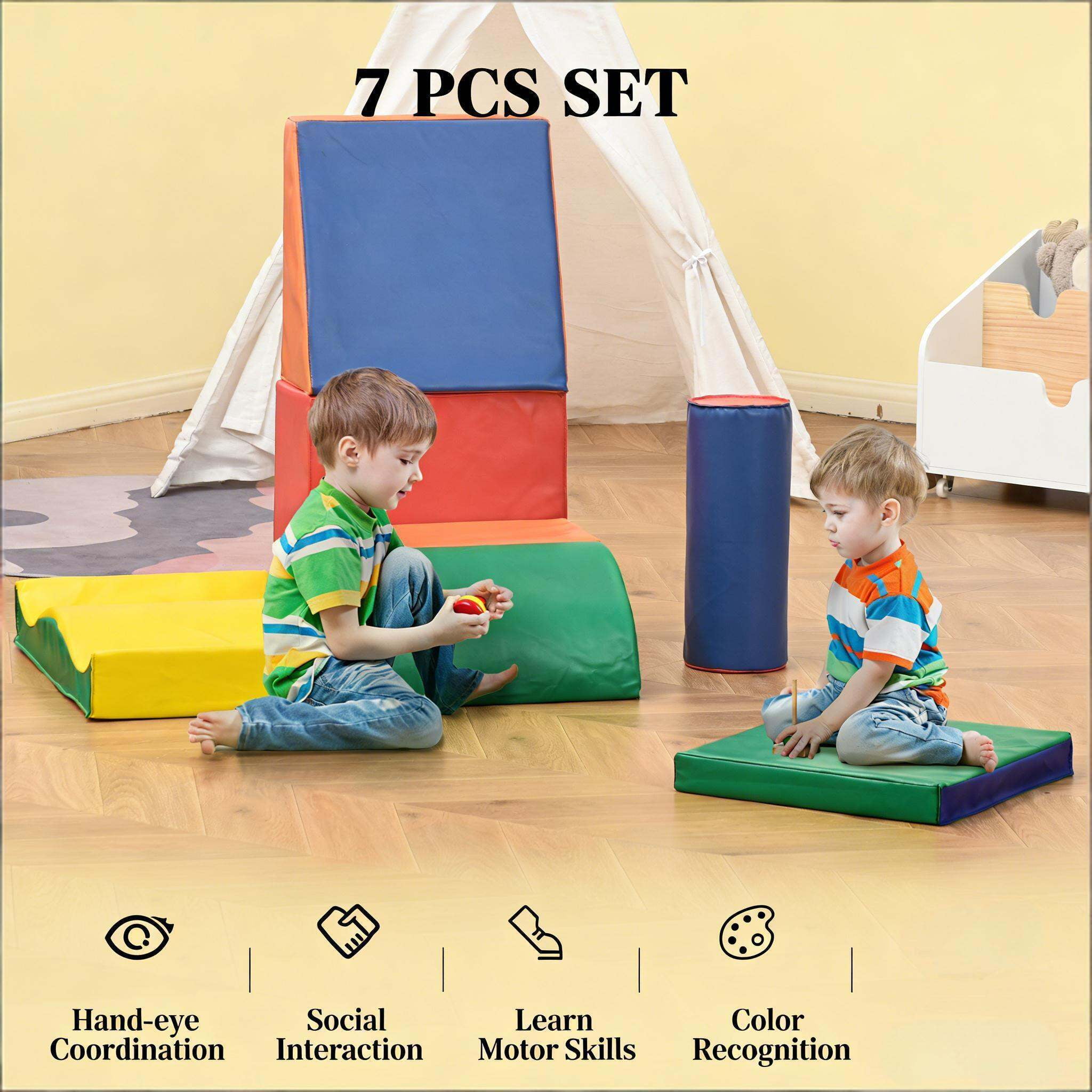 Soft Play Mat, Baby Colorful Soft Toy,Soft Play Climbing, Multicolor Baby Play Mat,Pu Toddler Play Mat, Toys Soft Play