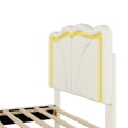thumbnail image 2 of Noble House Sheila Twin Upholstered Platform Bed, Curve Shaped Height-Adjustable LED Headboard, PU Leather, White, 2 of 6