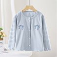 thumbnail image 2 of ibuvkizy Girls Sweaters!Girls Cardigan Children's Fashionable Floral Tie-dyed Corduroy Knitted Cardigan Long Sleeve Button Up Cardigan Girls Fall Outfits Blue,140/5Y, 2 of 3