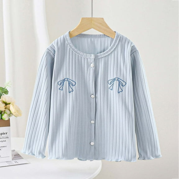 Spazoro Toddler Girls Jackets, Long Sleeves Warm Fall Winter Casual Cardigans for Kids Girls Blue Size 100/18M