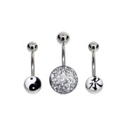 Body Magic 3pc Stainless Surgical Steel 14 Gauge Belly Banana Set