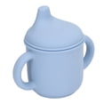 thumbnail image 2 of Taza de silicona a prueba de derrames, apta para lavavajillas y microondas, taza de entrenamiento con asas y tapa con boquilla para niños pequeños y bebés, color azul, 2 of 9