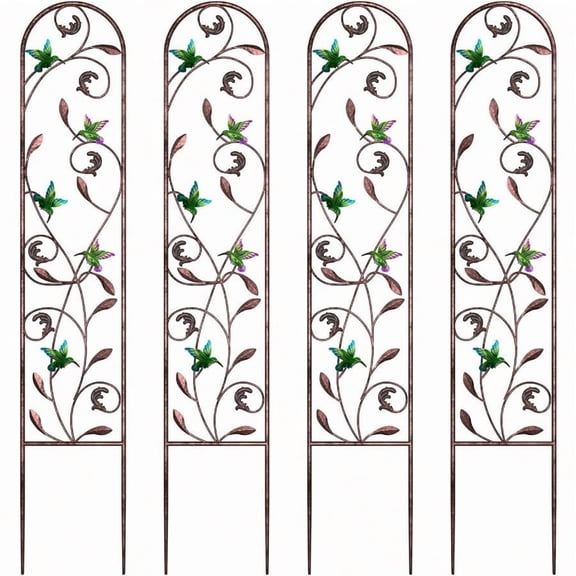 Set Of 4 Packs Hummingbird Metal Garden Trellis For Climbing PlantsOutdoor Decorative Flowers Arch Fence Trellis For Outdoor Patio Garden Yard Backyard Wall Brackets 60'' H X 11'' W