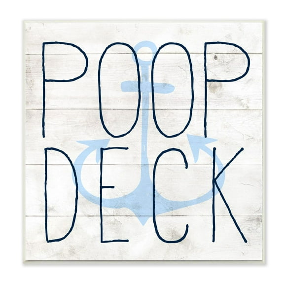 The Kids Room by Stupell Poop Deck Funny Beach Family Home Wood Textured Word Design Wall Plaque by Daphne Polselli